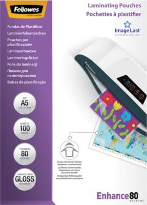 Fellowes Laminierhüllen ImageLast Mat A5, 80 mic, transparent matt, 100 Stück - Bild 1