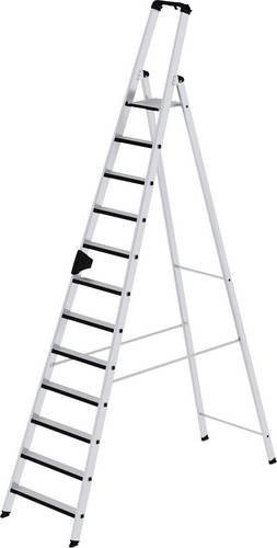 MUNK Günzburger Steigtechnik Aluminium Stehleiter Relax Step in Silber mit 12 Stufen und einer maximalen Arbeitshöhe von 5 m - Bild 1