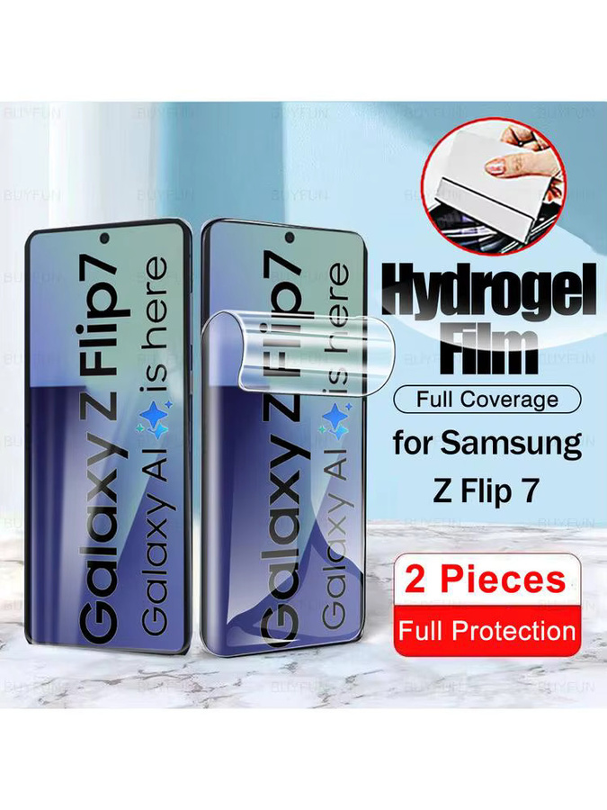 Samsung Galaxy Z Flip7 Hydrogel Displayschutzfolie, 2 Stück, Transparent - Bild 7