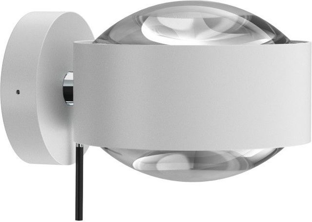 Top Light Puk Maxx Wall LED-Wandleuchte in Weiß Matt und Chrom mit klarer Glaslinse und warmweißem Licht (2700K) - Bild 1