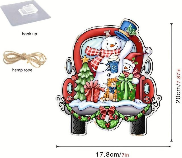 Weihnachts-Schneemann Holzanhänger von SZ-Damai in Weiß für deine Weihnachtsdekoration - Bild 1