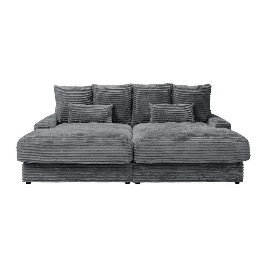 Calazo Sofa in Anthrazitgrau mit Cordstoff Bezug ohne Schlafmöglichkeit Breite: 232 cm - Bild 2