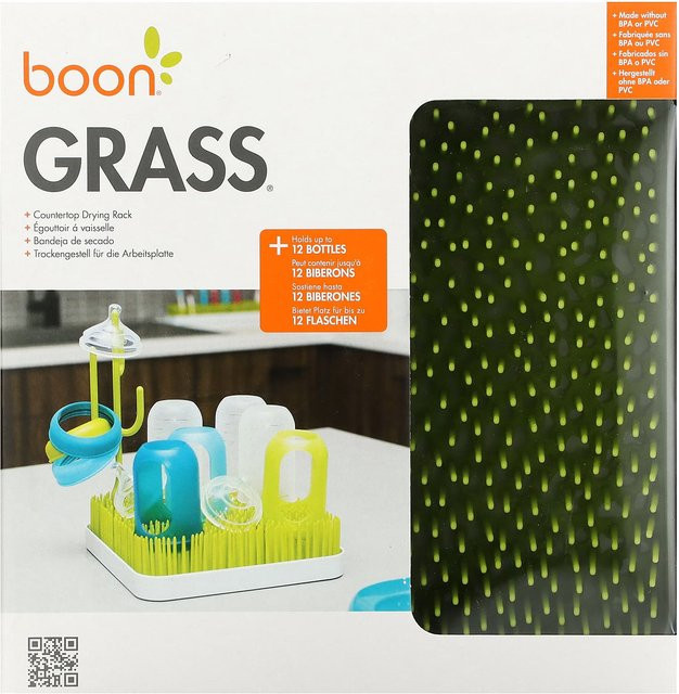 Boon Küchen-Abtropfgestell Grasform in Schwarz, BPA-frei mit Abtropfschale - Bild 1