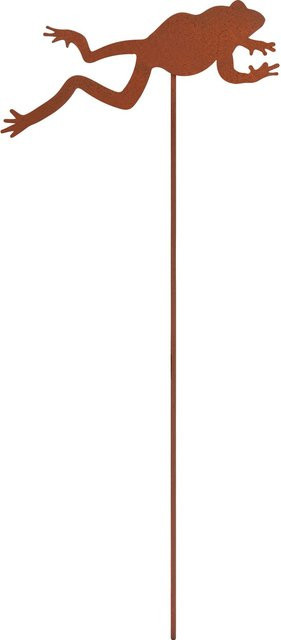 Gartenstecker Frosch aus Eisen in Rostrot, B: 12 cm, T: 0,2 cm, H: 30 cm - Bild 1