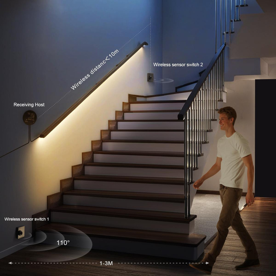 MALITAI COB LED Lichtstreifen mit PIR-Bewegungsmelder und drahtlosem HF-Empfänger, 3m DIY-Nachtlampe in Warmweiß, Weiß oder Natural White für Küchenschränke, Schlafzimmer und Treppen - Bild 6