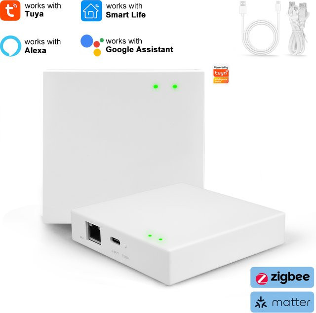 Tuya Zigbee Matter Kabelgebundenes Gateway Smart Hub in Weiß für dein intelligentes Heimsystem mit Sprachsteuerung und Offline-Szenario-Ausführung - Bild 1