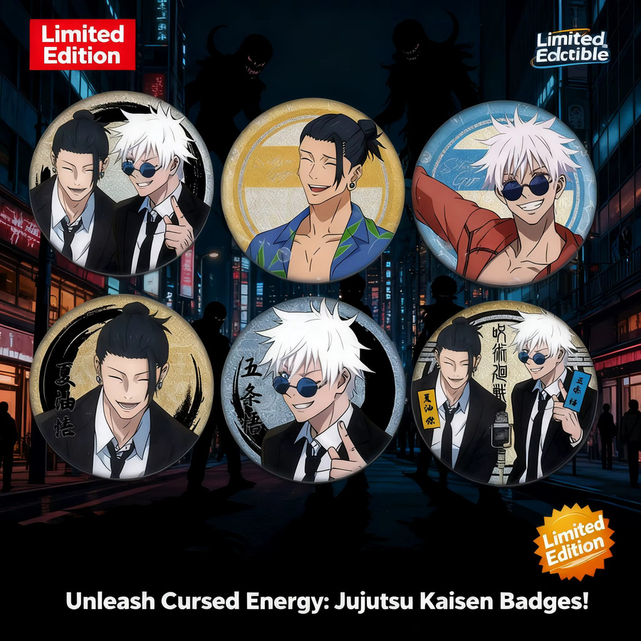 Bandai Zhou Shu Hui Battle Satoru Gojo Anime-Badge, Silber, Multicolour - Bild 4
