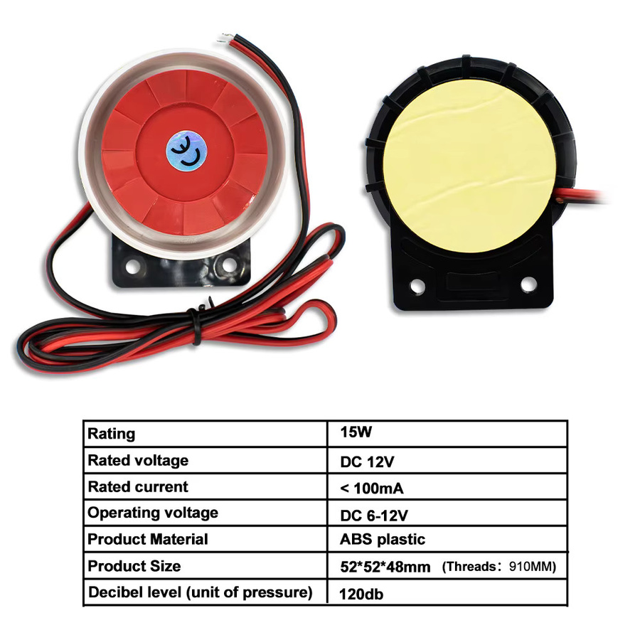 DC 12V Mini Alarm Sirene High-Dezibel Piezo Audio Alarm für Anti-Diebstahl-Systeme - Bild 6