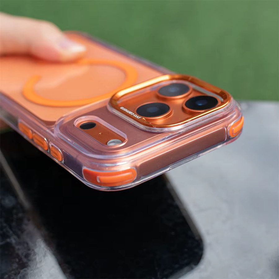 Xeber Magnetische Riemen-Magnethülle für iPhone 16, 15, 14, 13, 12, 11 Pro Max Plus mit Magsafe, transparente Umhängetasche mit Umhängeband in Gold - Bild 2