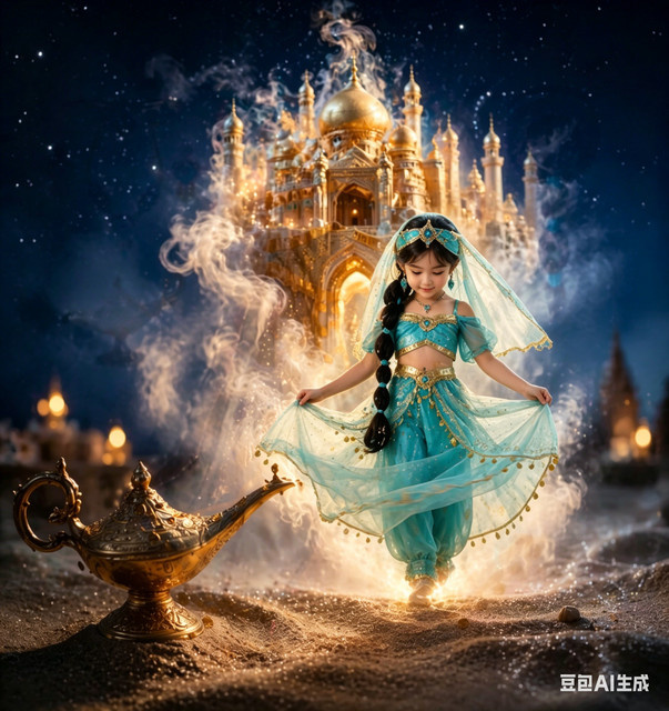 DOCHEER Prinzessin Jasmin Aladdin Kostüm mit Zauberschale, Mädchen - Bild 1
