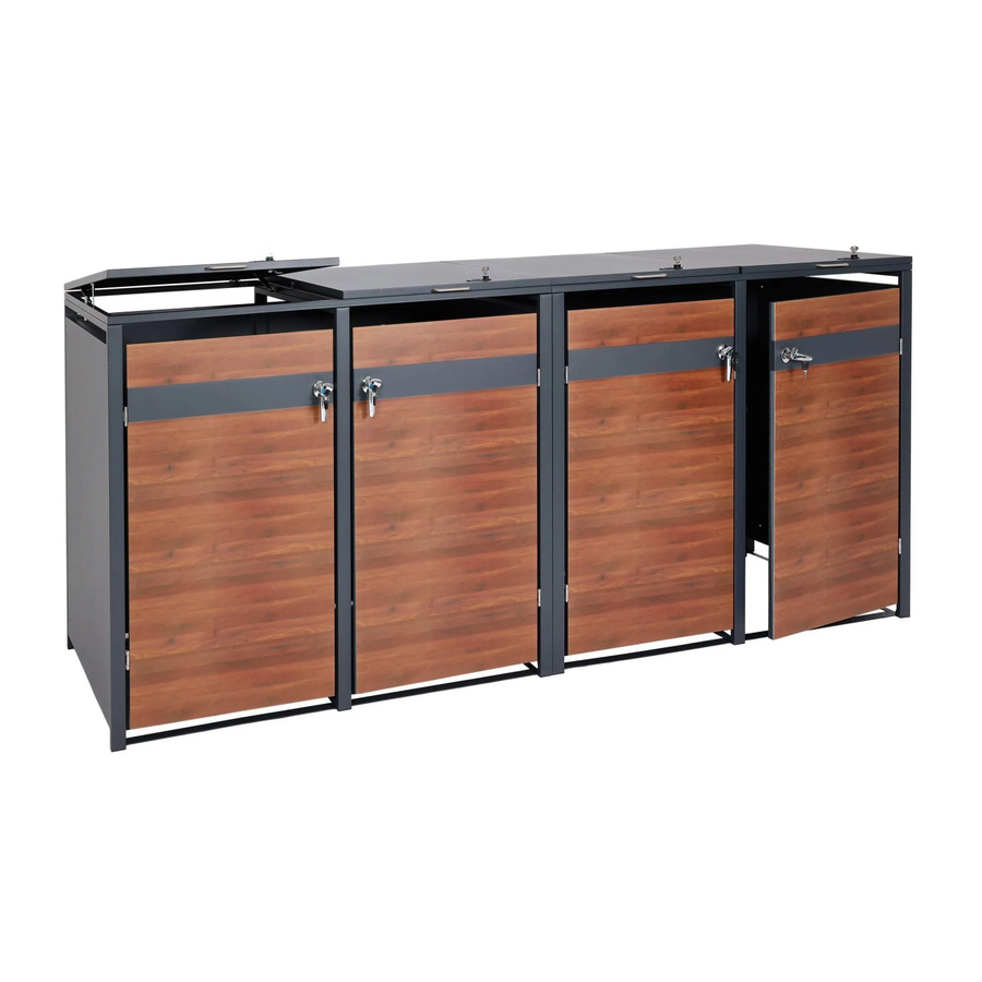 PROREGAL Mülltonnenbox für 4 Tonnen in Anthrazit und Dunkelbraun Kirsche-Holzoptik, B/T/H: 264 x 117 x 80 cm - Bild 2