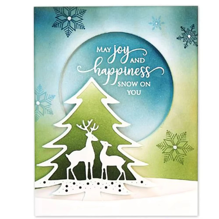 Metall Stanzformen Set für DIY Scrapbooking und Bastelarbeiten mit Weihnachtsstern, Winterbaum und Jingle Bell Border in Gold - Bild 2