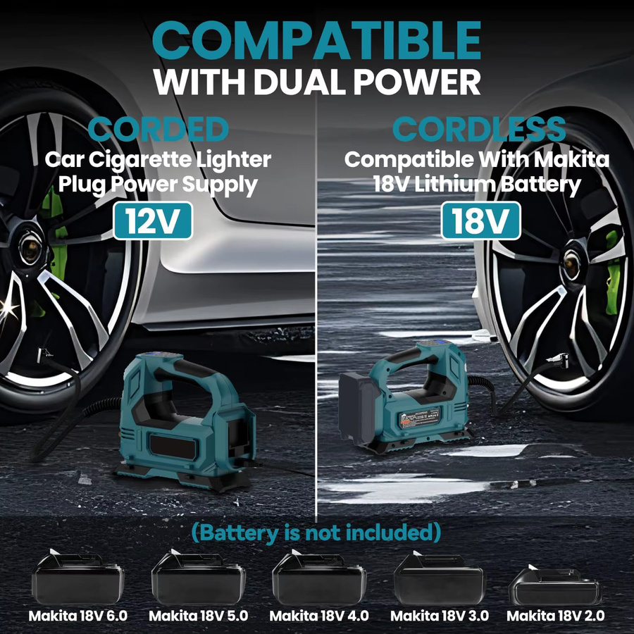 Kabellose elektrische Luftpumpe von Makita als Autoreifen-Luftkompressor mit LED-Licht für 18 V Akku - Bild 3