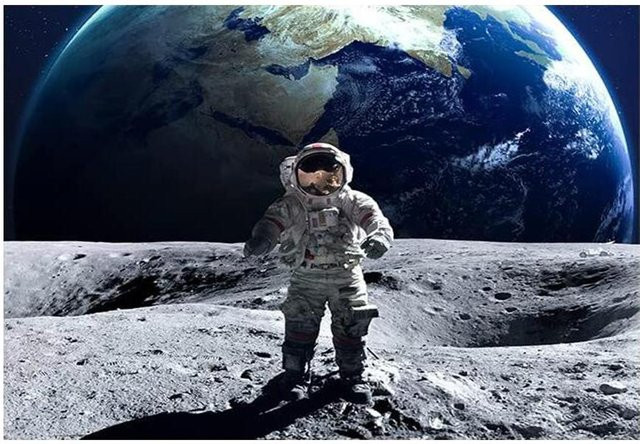 Moderne Leinwandmalerei PanitingArt Astronaut trinkt Bier auf dem Mond, Farbe: Rot/Mehrfarbig, Breite: 20 cm, Höhe: 30 cm, mit Rahmen - Bild 1