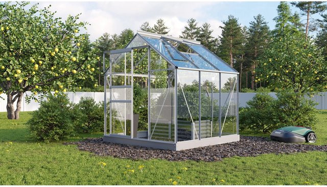 Vitavia Gewächshaus Planet 3800 aus Aluminium mit Sicherheitsglas und Fundamentrahmen in Silber - Bild 1