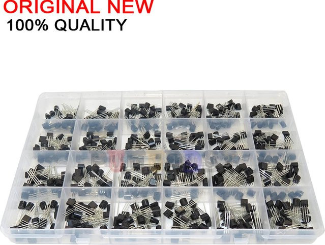 BXV Transistor Sortiment Kit mit 24 Werten inklusive BC327, BC337, BC517, BC547, BC548, BC549, 2N2222, 2N3906, 2N3904, 5401, 5551, C945 und C1015 - Bild 1