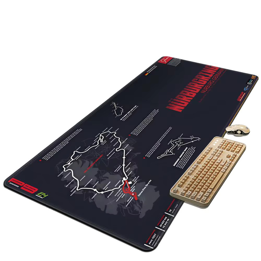 HYBXAXC Nürburgring Nordschleife Leder-Mauspad in Schwarz, rutschfeste Gaming-Tischmatte für Computer und Tastatur - Bild 5