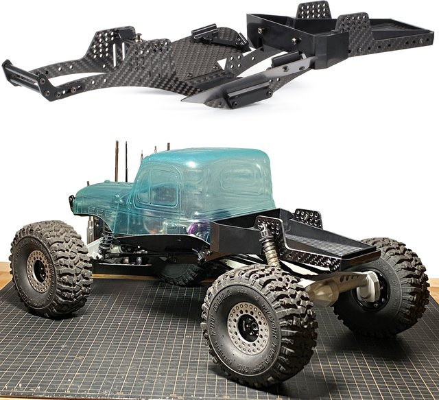 Axial Carbonfaser LCG Chassis Bausatz mit Cheater Bed Boat Sliders - Bild 1