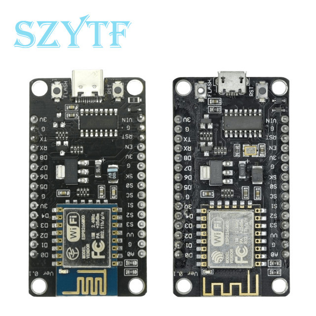 SZYTF NodeMCU ESP8266 WLAN-Modul IoT Entwicklungsboard mit USB-C und Micro-USB Schnittstelle, Schwarz - Bild 1
