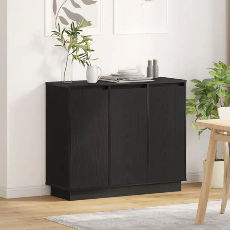 Modernes LED Sideboard von vidaXL in Schwarz und Eiche aus Holzwerkstoff, B/T/H: 90 x 32 x 75 cm - Bild 1