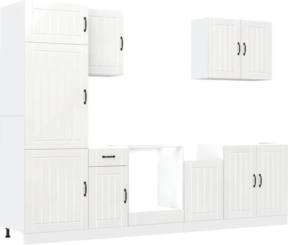 Vidaxl Küchenschrank-Set Lucca 7-teilig in Hochglanz-Weiß aus Holzwerkstoff im Landhausstil mit Drehtüren - Bild 1