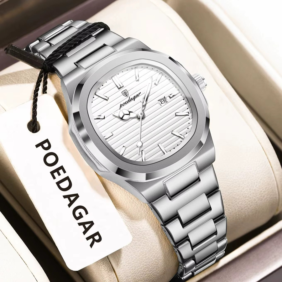 POEDAGAR Armbanduhr, Quarz, Edelstahl, Silber, Damen, Datum - Bild 2