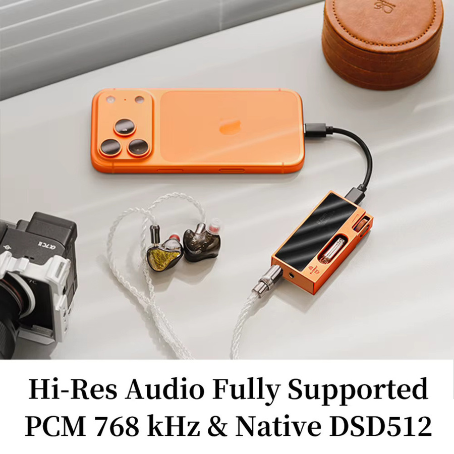 SHANLING UA7 Tragbarer USB-DAC-AMP-Röhrentransistor Dual-Modus HiFi-Audio-Dongle mit 44 mm symmetrischem Design in Orange oder Purple - Bild 4