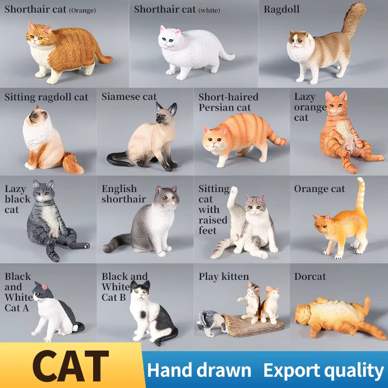 XIALIBAOMOWAN Katzenmodell-Actionfiguren-Set, siamesischer Sphynx, persische Rassen, Miniatur-Haustierfiguren - Bild 1