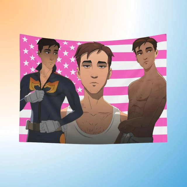Wandteppich Robert Robertson Rosa Amerikanische Flagge Wandbehang für Wohnzimmer und Schlafzimmer - Bild 1