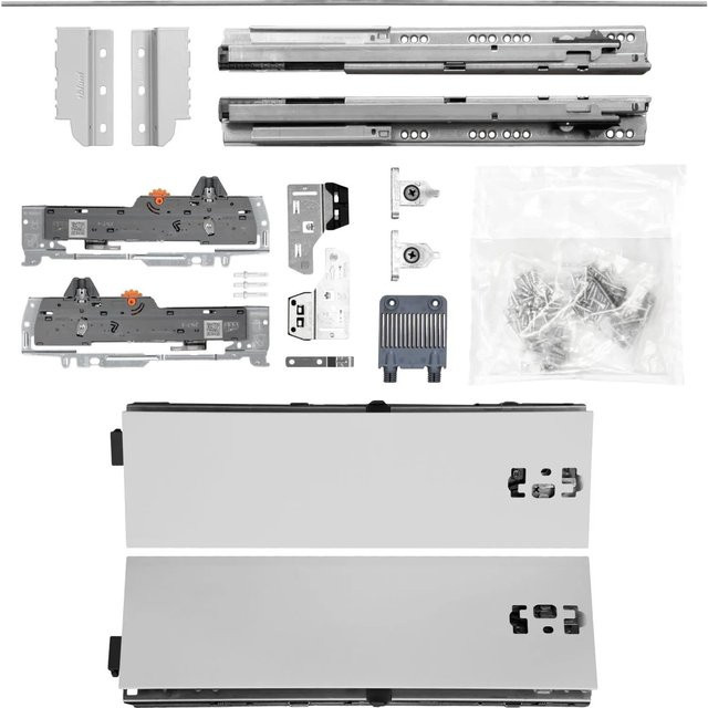 Blum Vasalat Tandem Schubladenschienen Set mit Soft-Close, Farbe Grau, NL: 650 mm, Zargenhöhe: 11,5 cm, Tragkraft: 65 kg - Bild 1