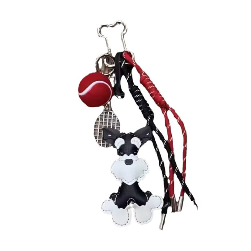 Yogodlns Schlüsselanhänger, Schnauzer-Puppen, geflochtenes Seil, Leder, Unisex - Bild 4