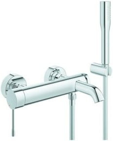 Grohe Essence Wannen-Einhebelmischer in Chrom mit Brausegarnitur zur Wandmontage - Bild 1
