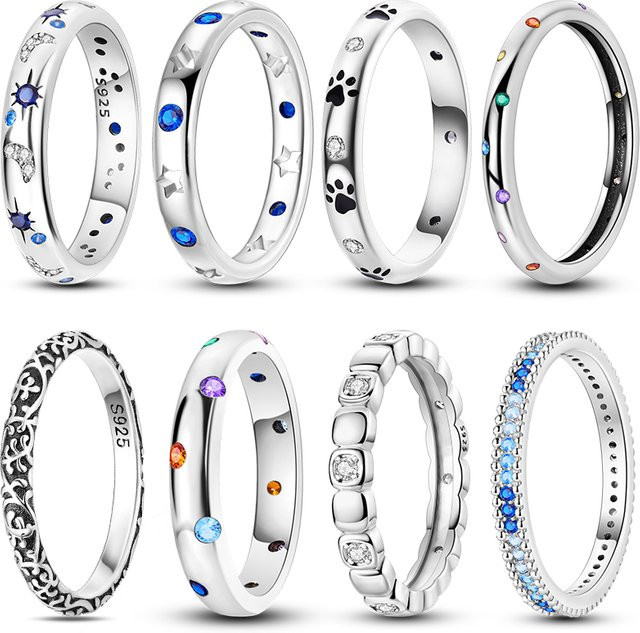 Ring 925 Silber, Stern, Mond, bunt, Zirkonia, Damen - Bild 1