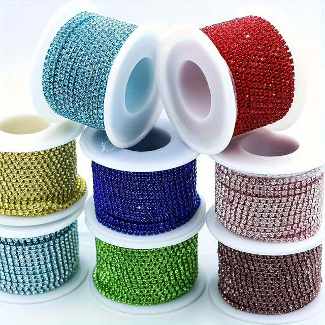 Strass Kette in Schwarz und Multicolour für Kleidung und DIY-Projekte, 10 Yards pro Rolle - Bild 1