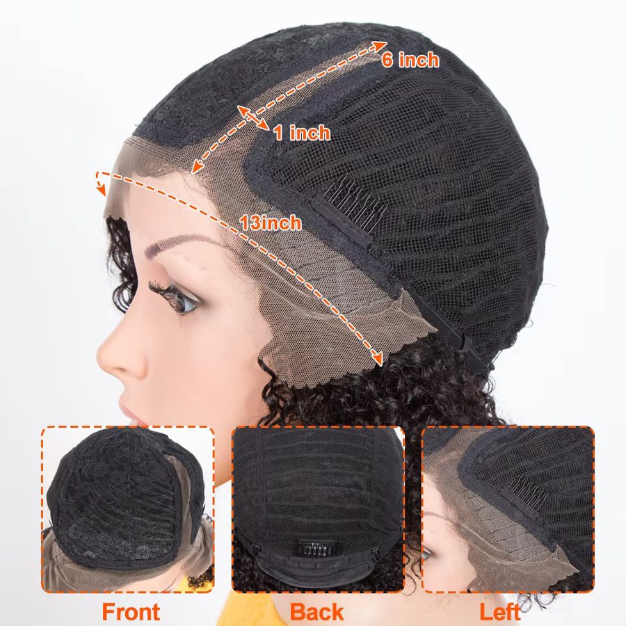 Rebecca Youth Afro Verworrene Lockige Spitze Front BOB Perücke, Echthaar - Bild 5