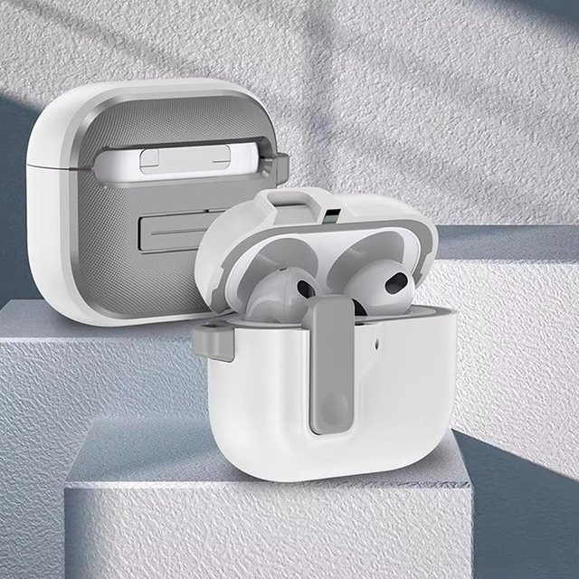 Stoßfeste Schutzhülle für Apple AirPods 4, 3, 2, 1 und AirPods Pro mit Haken in Weiß - Bild 1