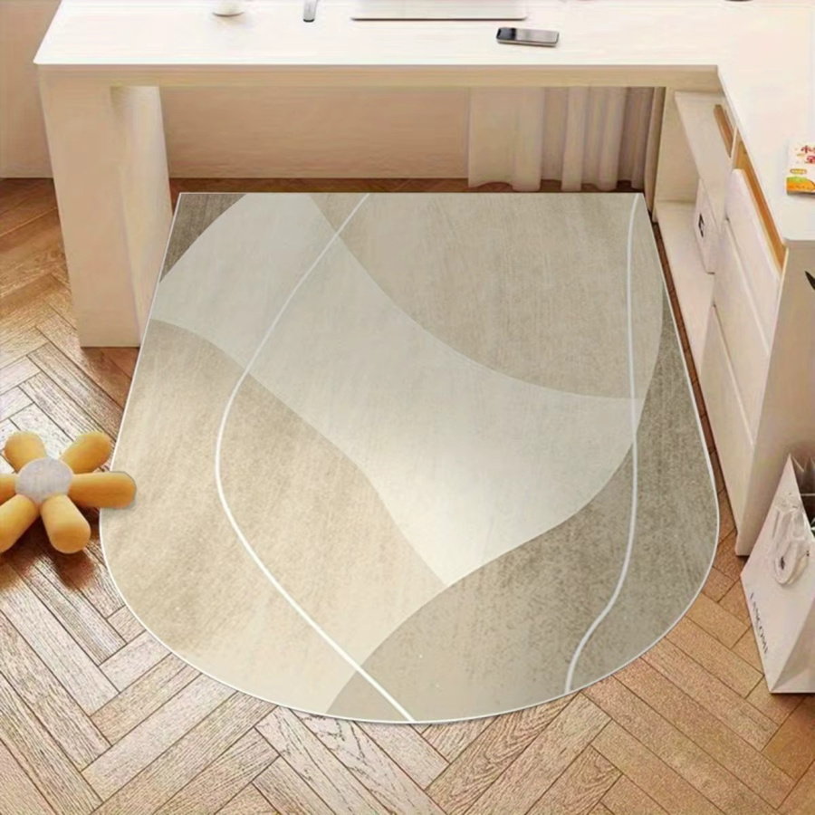 VIKAMA Bürostuhl-Bodenmatte mit abstraktem Linienmuster in Beige, verschleißfeste Holzschutzunterlage aus Polyester für Home-Office und Schlafzimmer - Bild 1