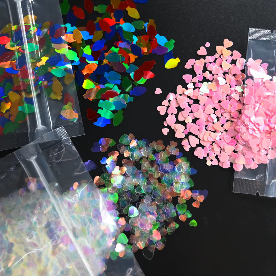 MAFANAILS Nagel-Pailletten, rosa Liebesherz, holografisch, 10 g - Bild 1