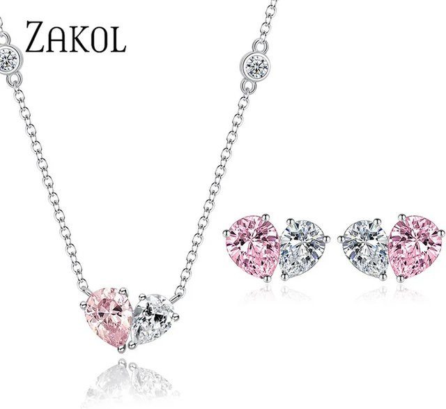 ZAKOL Schmuck-Set, Rosa Zirkonia, Silber, Damen - Bild 1