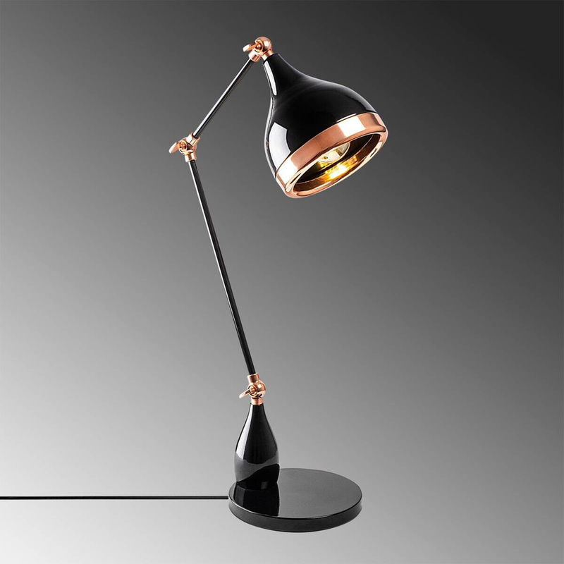 Opviq Tischleuchte Yildo in Kupfer und Schwarz aus Metall mit E27 Fassung, höhenverstellbar, B/T/H: 30 x 30 x 50 cm - Bild 4