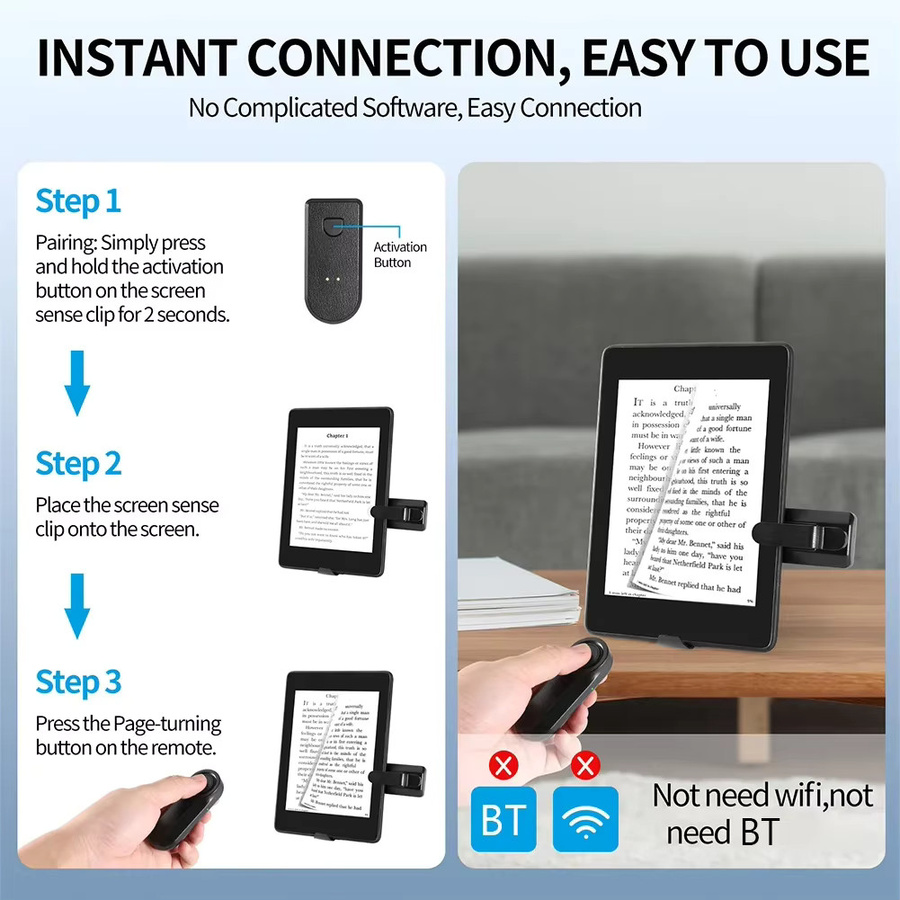 ALLOET 2-in-1 Kabellose Fernbedienung als Seitenblätterer und Kamera-Auslöser für E-Reader wie Kindle Paperwhite sowie für dein Telefon - Bild 5