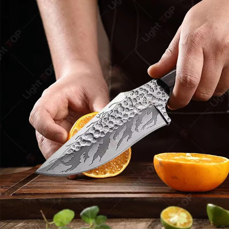 WXCOO Geschmiedetes Ausbeinmesser aus Edelstahl in Silber mit Holzgriff - Bild 3