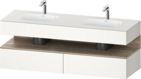 Duravit Qatego Einbauwaschtisch-Möbel-Set in Weiß Matt mit Marmor-Optik, B/T/H: 160 x 55 x 60 cm - Bild 1