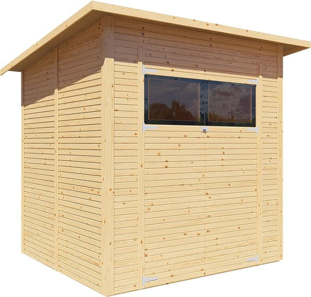Bertilo Gerätehaus Pent Modern in Natur Braun mit Doppeltür, B: 208 cm, T: 202 cm, H: 180 cm - Bild 1