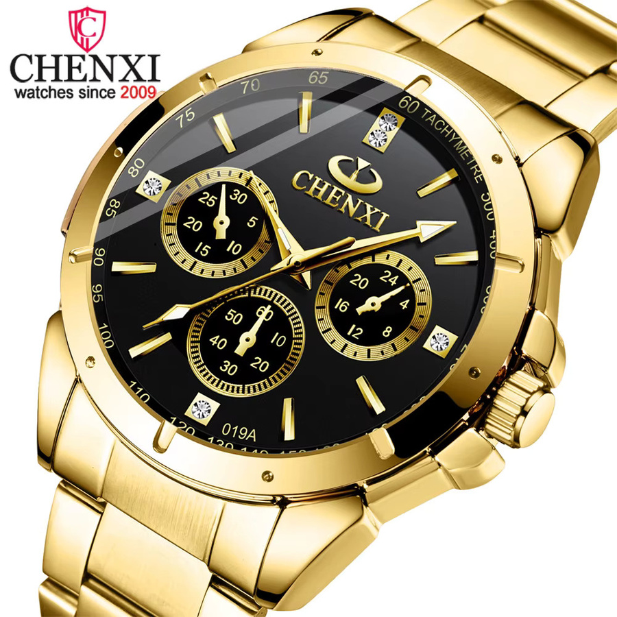 CHENXI Armbanduhr, Quarz, Edelstahl, Gold, Herren - Bild 2