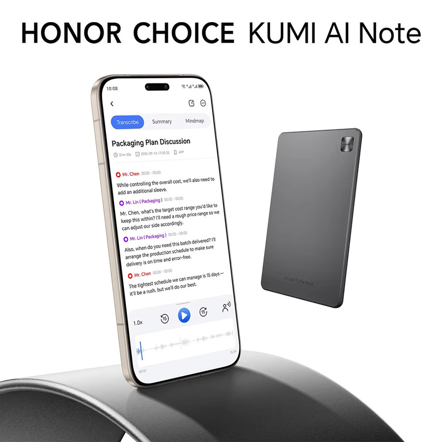 HONOR CHOICE KUMI AI Ultra-Dünner Rekorder mit 24-Stunden-Aufnahme und KI-Transkription für über 130 Sprachen - Bild 3