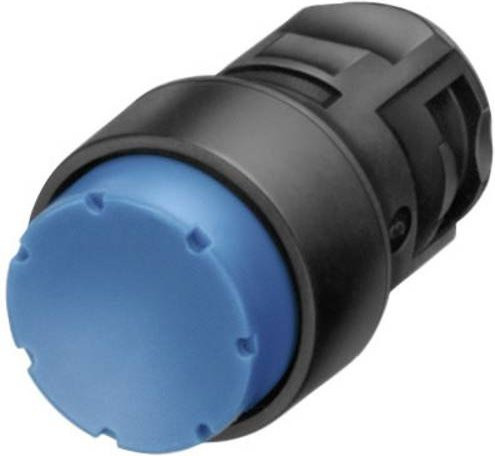 Siemens Drucktaster 3SB2000-0LF01 mit Kunststoff-Frontring und hochem Knopf in Schwarz und Blau - Bild 1