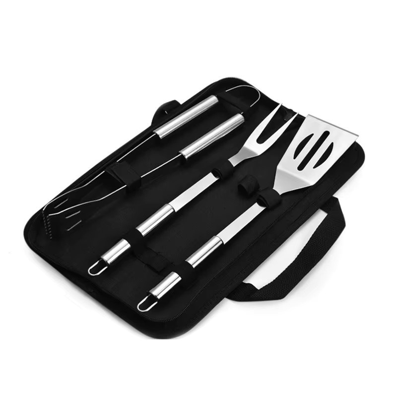 PLYS Grill Werkzeuge Set aus Edelstahl in Silber mit Spatel, Gabel und Messer für Camping und Outdoor - Bild 2