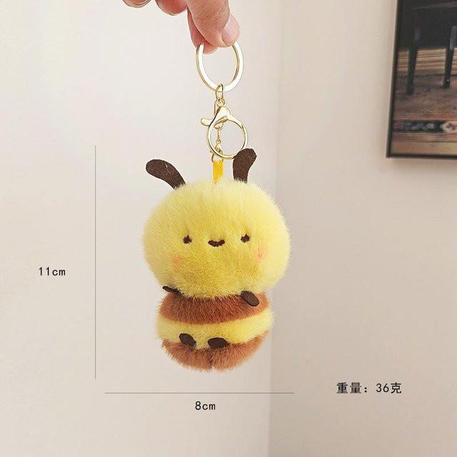 Yiran toy Kleine Biene Puppe Plüschtier Schlüsselanhänger, 8cm - Bild 1