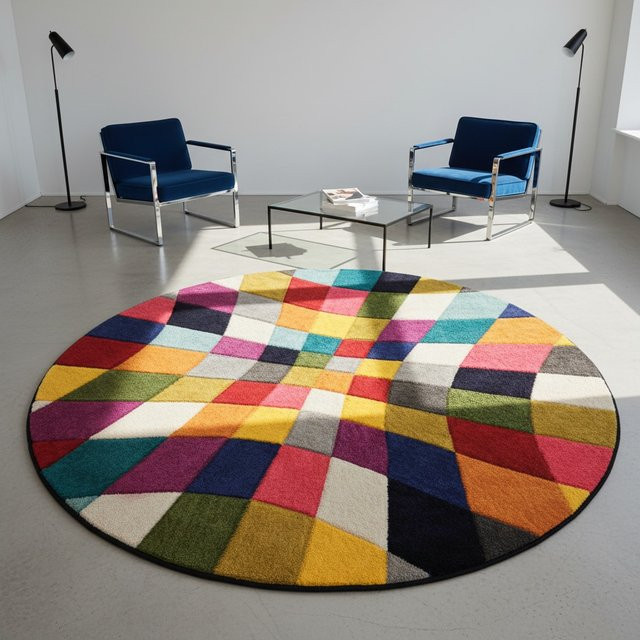 Runder Teppich Rauten Bunt von Kadima Design, Durchmesser: 160 cm, Mehrfarbig - Bild 1